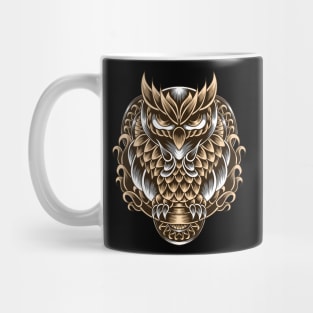 Artwork Illustration Unique Gold Owl With Engraving Mug